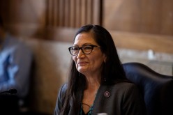 Rep. Deb Haaland, D-NM, looks on during a Senate Committee on Energy and Natural Resources hearing on her nomination to be Interior Secretary