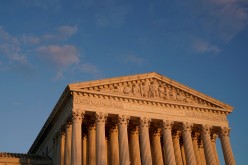 A general view of the U.S. Supreme Court building at sunset in Washington, U.S.