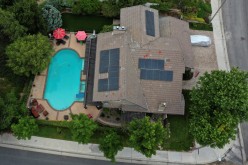 Solar panels are seen on rooftops amid the coronavirus disease (COVID-19) outbreak, in Santa Clarita, near Los Angeles, California, U.S.,