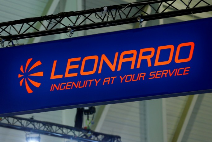 The logo of defence group Leonardo in Geneva, Switzerland, 