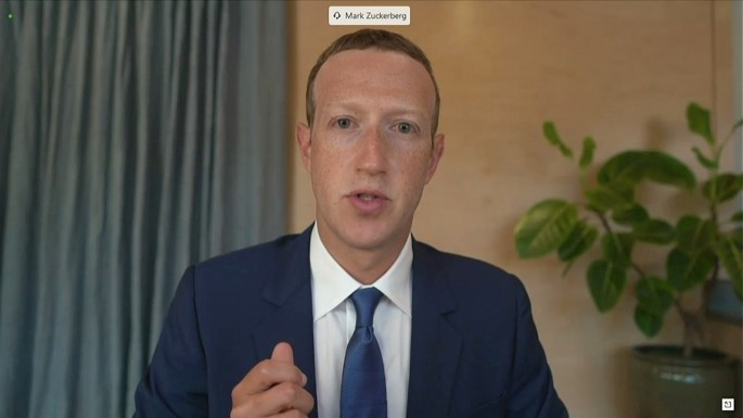 Facebook CEO Mark Zuckerberg testifies remotely via videoconference in this screengrab made from video during a Senate Judiciary Committee hearing titled