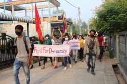 University students and LGBT groups march against the ongoing coup in Dawei, Myanmar 