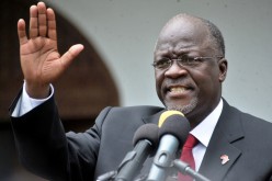 Tanzania's President elect John Pombe Magufuli addresses members of the ruling Chama Cha Mapinduzi Party (CCM) at the party's sub-head office