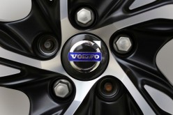 A Volvo logo is seen on a rim displayed at a Volvo showroom in Mexico City, Mexico