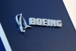 The Boeing logo is pictured at the Latin American Business Aviation Conference & Exhibition fair (LABACE) at Congonhas Airport in Sao Paulo, Brazil 