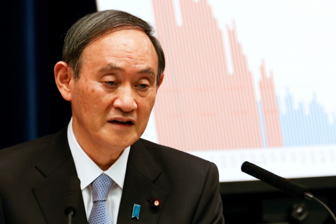 Japan's Prime Minister Yoshihide Suga speaks during a press conference at the prime minister's official residence in Tokyo, Japan