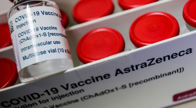 A vial with the AstraZeneca's coronavirus disease (COVID-19) vaccine is pictured in Berlin, Germany,