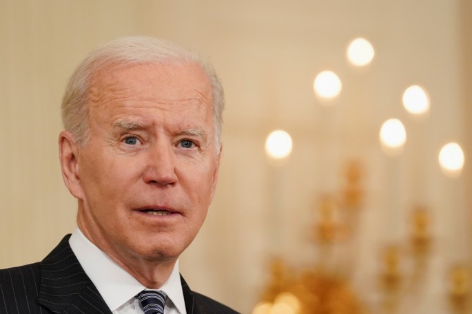 U.S. President Joe Biden delivers remarks on the state of the coronavirus disease (COVID-19) vaccinations from the State Dining Room 