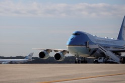 A pair of modified Boeing 747 jets which serve as Air Force One presidential aircraft are seen at Joint Base Andrews,
