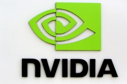The logo of technology company Nvidia is seen at its headquarters in Santa Clara, California,