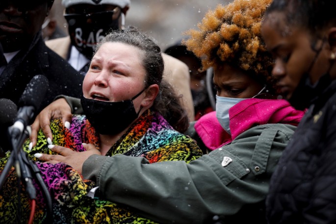 Katie Wright, Daunte Wright's mother, addresses the media during a press conference outside the Hennepin County Government Center after an officer-involved killing of Daunte Wright, 20,