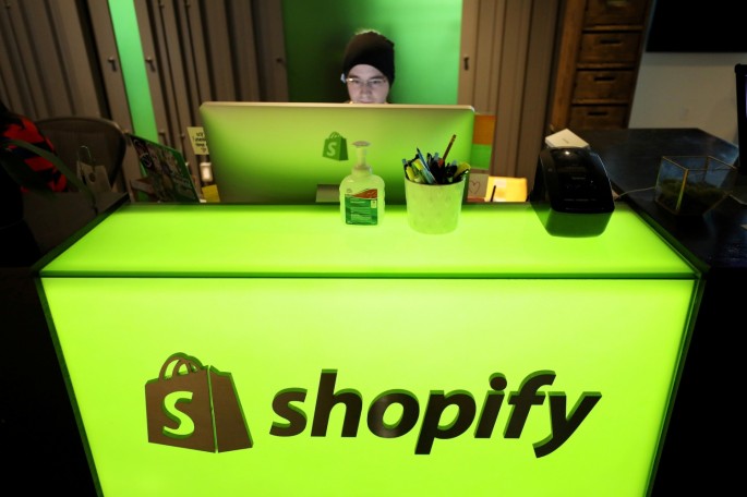 An employee works at Shopify's headquarters in Ottawa, Ontario, Canada