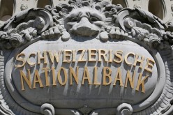 A Swiss National Bank logo is pictured on the SNB building in Bern, Switzerland