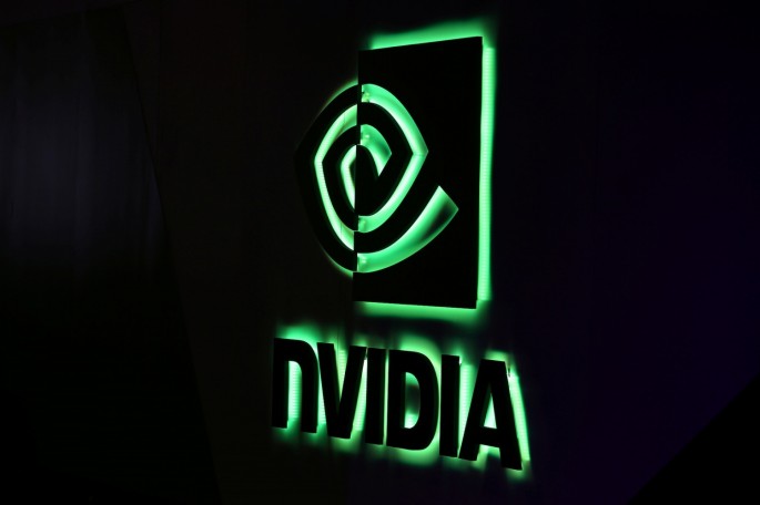 A NVIDIA logo is shown at SIGGRAPH 2017 in Los Angeles, California, U.S.