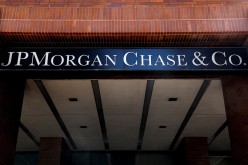A sign outside JP Morgan Chase & Co. offices is seen in New York City, U.S., 