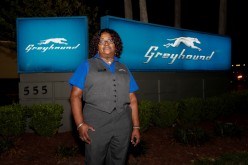 Greyhound Bus driver Marvia Robinson is seen after her overnight shift in Orlando, Florida, U.S.,