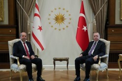 Turkish President Tayyip Erdogan meets with Turkish Cypriot leader Ersin Tatar in Ankara, Turkey, 
