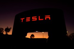A Tesla supercharger is shown at a charging station in Santa Clarita, California, U.S