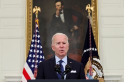 U.S. President Joe Biden delivers remarks on the state of the coronavirus disease (COVID-19) vaccinations from the State Dining Room at the White House in Washington, D.C.