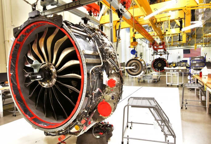 Technicians build LEAP engines for jetliners at a General Electric (GE) factory in Lafayette,