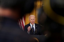 U.S. President Joe Biden delivers remarks on the U.S. economy as he faces reporters in the East Room at the White House in Washington, U.S.,