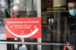 Welcome signage is seen outside the AMC movie theatre in Lincoln Square, amid the coronavirus disease (COVID-19) pandemic