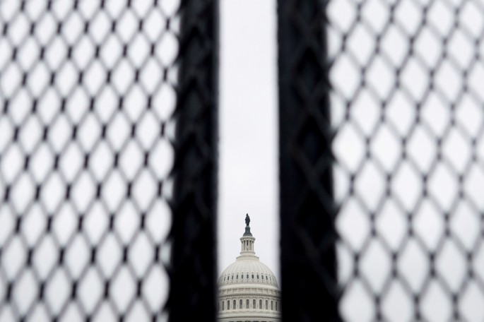 Security fences, erected following the January 6th attack, are seen surrounding the U.S. Capitol in Washington, U.S