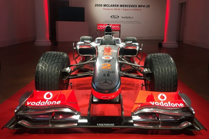 Race-winning McLaren MP4-25 Formula One car driven by seven-time world champion Lewis Hamilton in 2010 goes on show ahead of an auction 