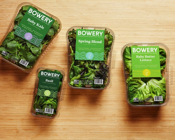 Indoor vertical farming startup Bowery Farming in Kearny, New Jersey, U.S. shows its leafy green products that are shipped to over 800 stores,