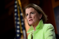 Shelley Capito (R-WV) looks on during a news conference to introduce the Republican infrastructure plan,