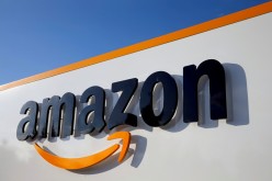 The logo of Amazon is seen at the company logistics centre in Boves, France, 