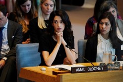 Amal Clooney is pictured at the United Nations Security Council during a meeting about sexual violence in conflict in New York,