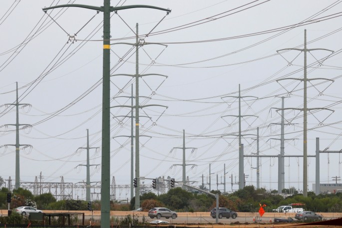 Power lines are shown as California consumers prepare for more possible outages following weekend outages to reduce system strain