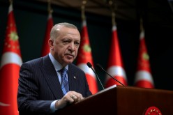 Turkish President Tayyip Erdogan gives a statement after a cabinet meeting in Ankara,