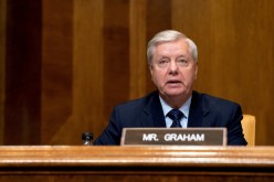 Senator Lindsey Graham (R-S.C.) speaks during a U.S. Senate Budget Committee hearing regarding wages at large corporations on Capitol Hill in Washington, U.S.