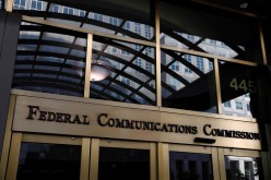 Signage is seen at the headquarters of the Federal Communications Commission in Washington, D.C., U.S.