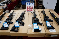 AR-15 rifles are displayed for sale at the Guntoberfest gun show in Oaks, Pennsylvania, U.S.,