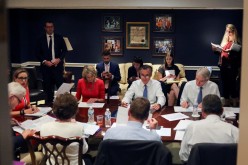 U.S. senators attend a bipartisan work group meeting on an infrastructure bill at the U.S. Capitol in Washington, U.S., 