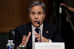 Secretary of State Antony Blinken testifies about the State Department budget before the Senate Appropriations Committee on Capitol Hill in Washington, U.S.