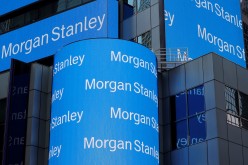 A sign is displayed on the Morgan Stanley building in New York U.S.,