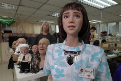 Humanoid robot Grace, developed by Hanson Robotics and designed for the healthcare market to interact and comfort the elderly and isolated people, 