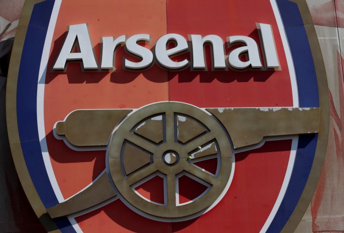Soccer Football - The Arsenal logo is seen at the Emirates Stadium as twelve of Europe's top football clubs launch a breakaway Super League - London, Britain