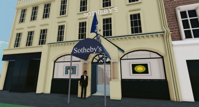 Sotheby's Virtual Gallery in the Voltaire Art District of Decentraland is seen in this handout picture