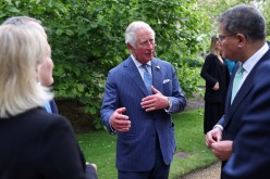 Britain's Prince Charles speaks with Rt Hon Alok Sharma after announcing the Terra Carta Transition Coalitions, an organized, global collective working together to drive investment towards a sustainable future for Nature, 