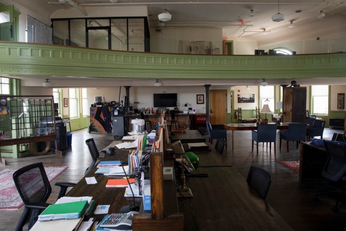 Desks sit empty inside the Grand Army of the Republic Building as employees continue to work remotely due to the coronavirus disease (COVID-19) pandemic in Detroit, Michigan, U.S