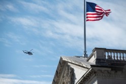 A helicopter flies above the U.S. Capitol during the dress rehearsal ahead of U.S. President-elect Joe Biden's inauguration in Washington, U.S.
