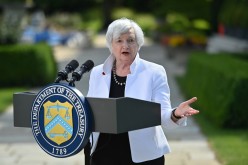 U.S. Treasury Secretary Janet Yellen speaks during a news conference, after attending the G7 finance ministers meeting, at Winfield House in London