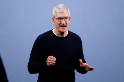 CEO Tim Cook speaks at an Apple event at the company's headquarters in Cupertino, California, U.S.