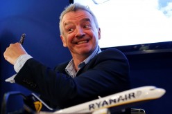 Ryanair Chief Executive Michael O'Leary gestures during a signing ceremony at the 50th Paris Air Show, at the Le Bourget airport near Paris,