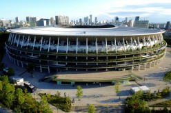 A general view of the Olympic Stadium (National Stadium) in Tokyo, Japan